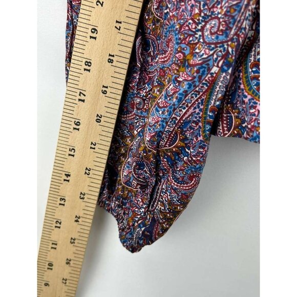 NWT J Crew Liberty Women's XXL Puff Sleeve Smocked Top Paisley Boho Blouse - Picture 6 of 15